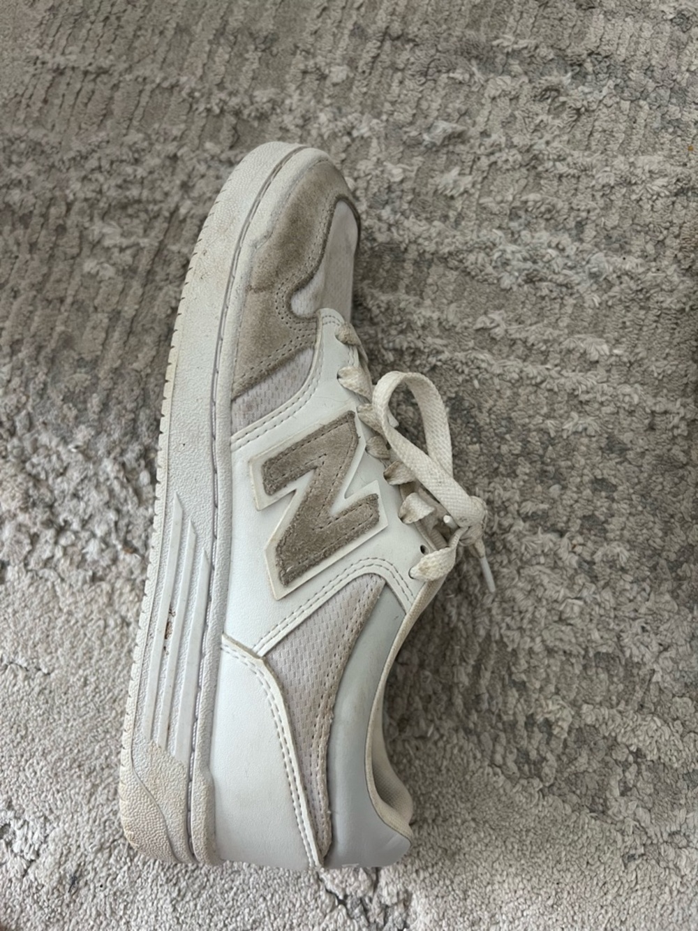 New Balance White and Light Gray Low-Top Sneaker